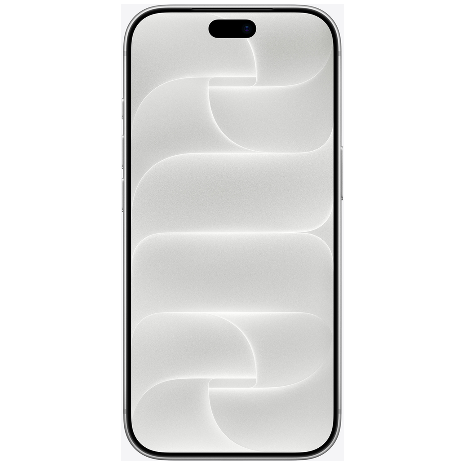 Een smartphone toont een wit abstract patroon met gebogen licht en schaduw.
