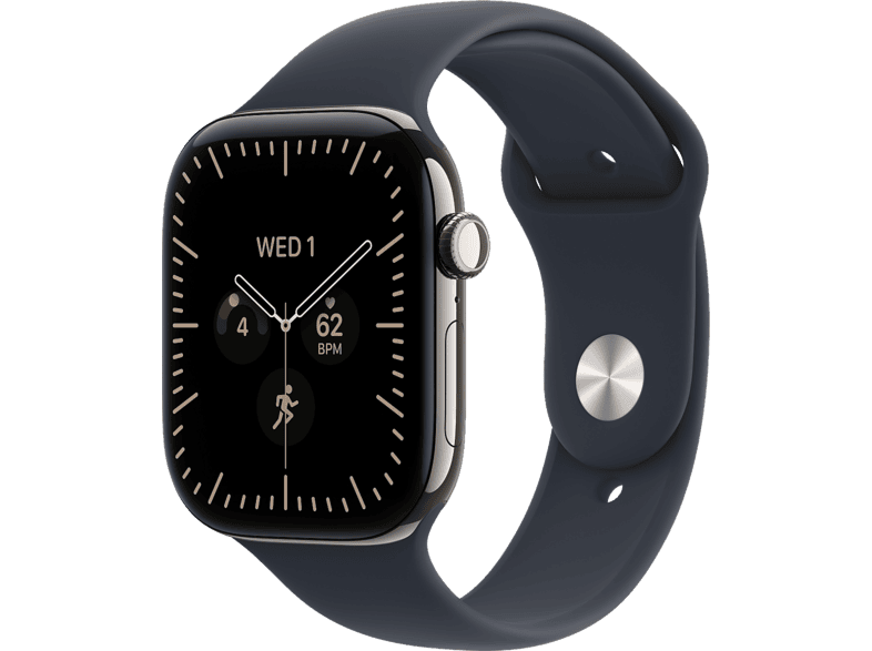 Smartwatch APPLE Watch Series 12 GPS + Cellular, koperta 42mm z tytanu w kolorze naturalnym, pasek sportowy granatowym - rozmiar M/L MJGG4MP/A