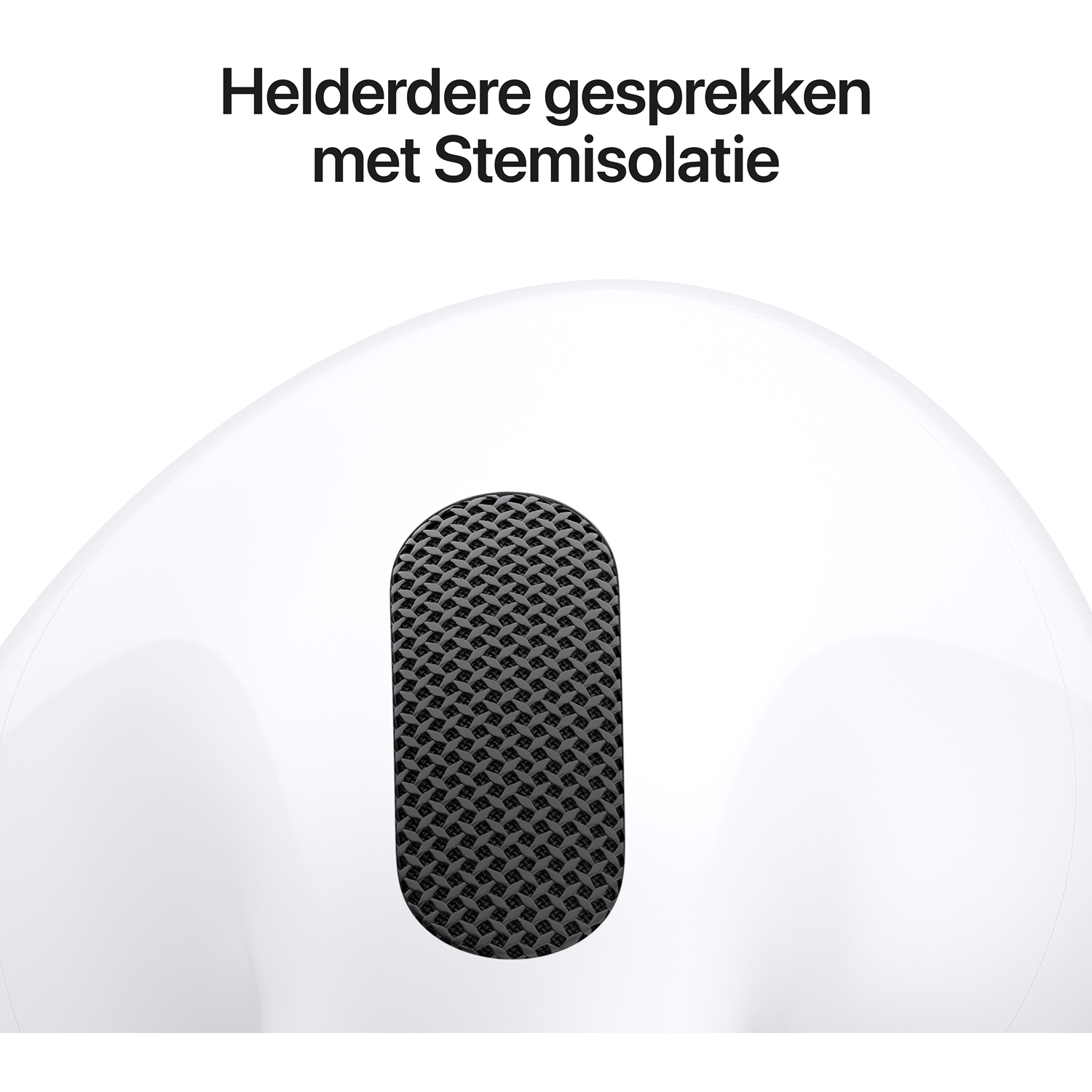 Close-up van een wit apparaat met zwart rooster en Nederlandse tekst bovenaan.