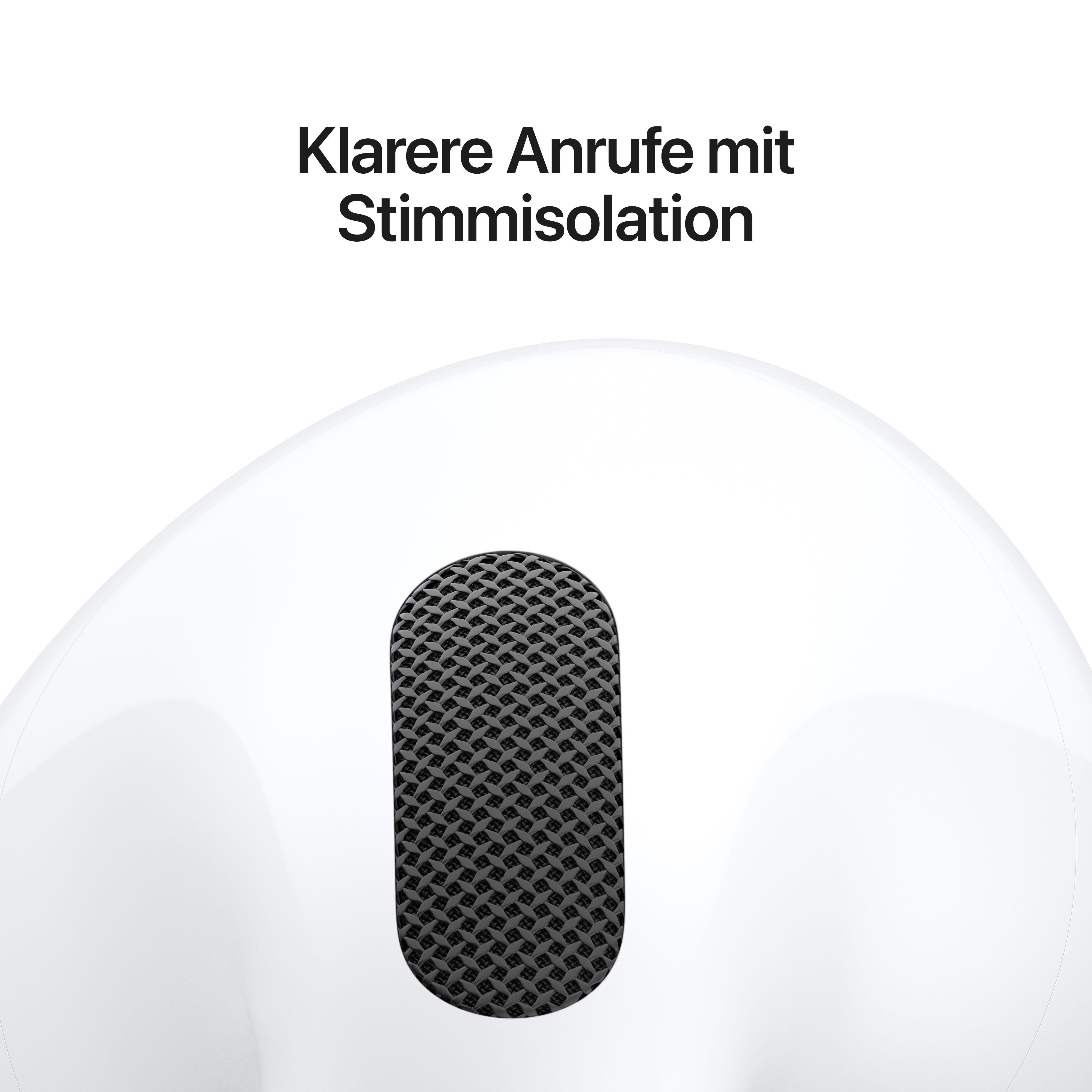 Nahaufnahme eines schwarzen Mikrofonnovals auf einem weißen Kopfhörer.