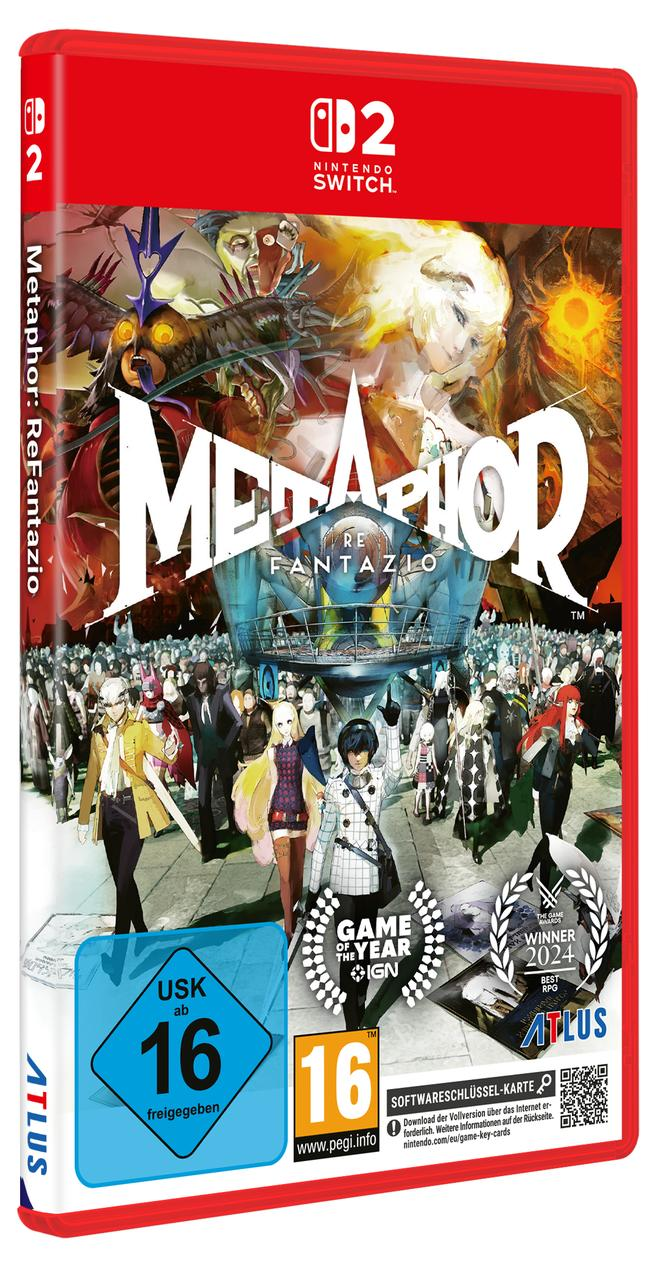 Metaphor ReFantazio Spielecover für Nintendo Switch mit Charakteren und USK-Alterseinstufung 16.