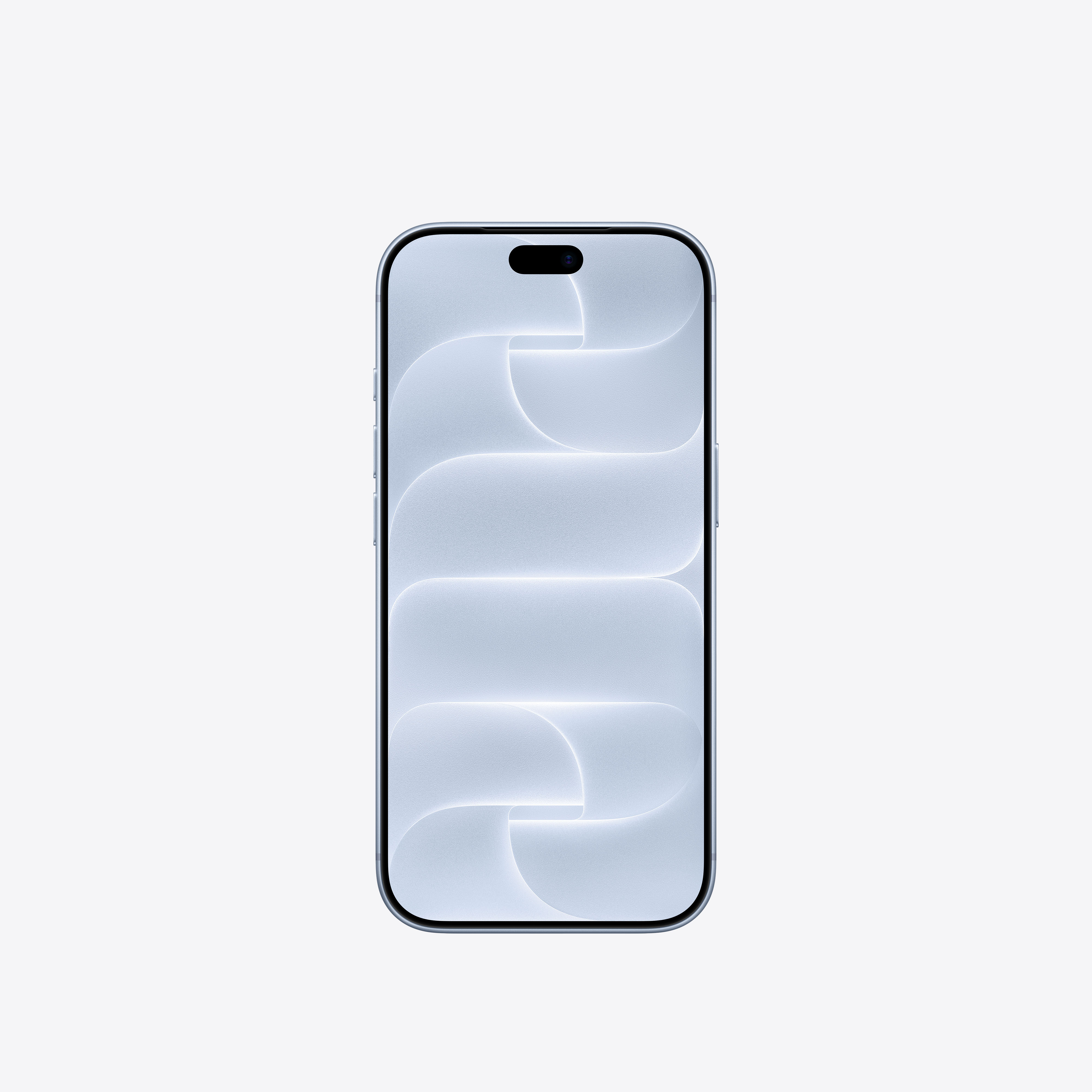 Ein Smartphone mit hellem, abstraktem Muster auf dem Bildschirm vor weißem Hintergrund.