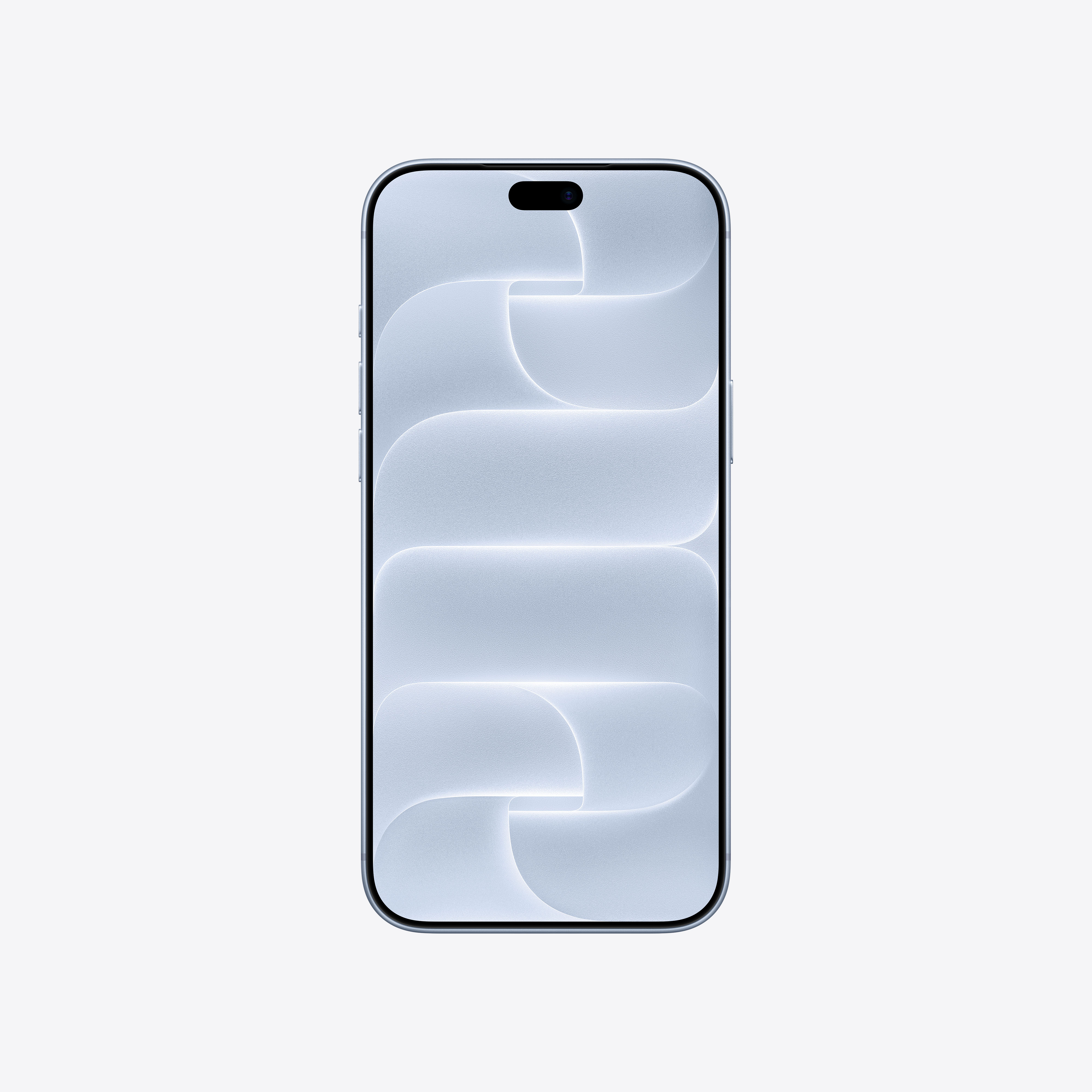 Ein Smartphone mit hellblauem, strukturiertem Muster auf dem Bildschirm vor einem hellen Hintergrund.