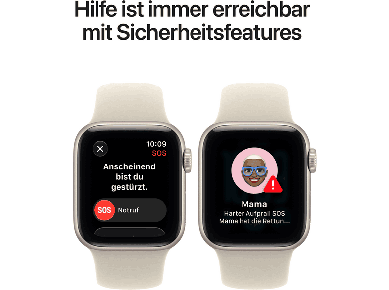 Apple Watch SE 3 (2026) GPS + Cellular 40mm Starlight Aluminium Case mit Sand Sport Band, M/L; Smartwatch — Foto 5 von 5