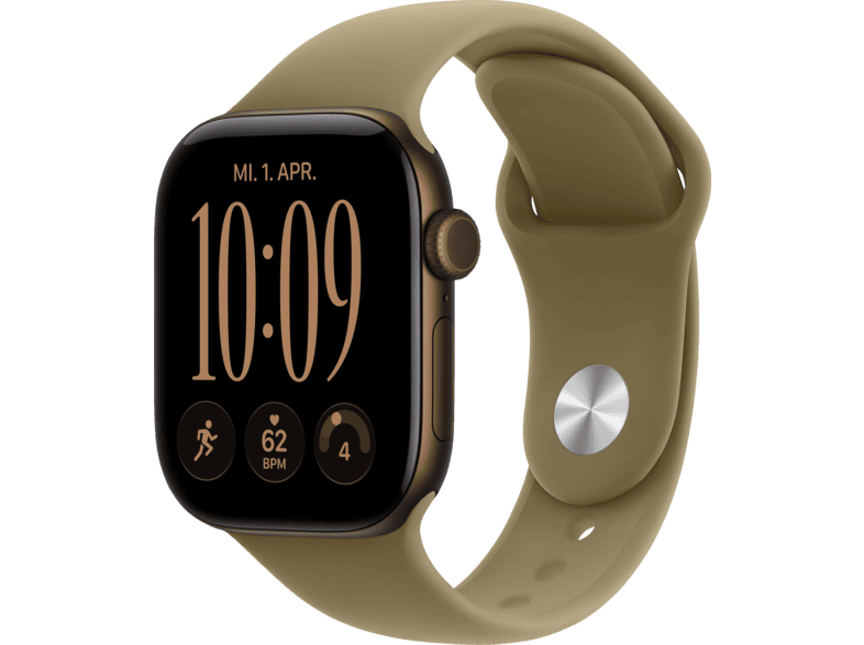 Apple Watch Series 12 GPS + Cellular 42mm Dunkelbronze Aluminum mit Sport Band - S/M, Oliv; Smartwatch