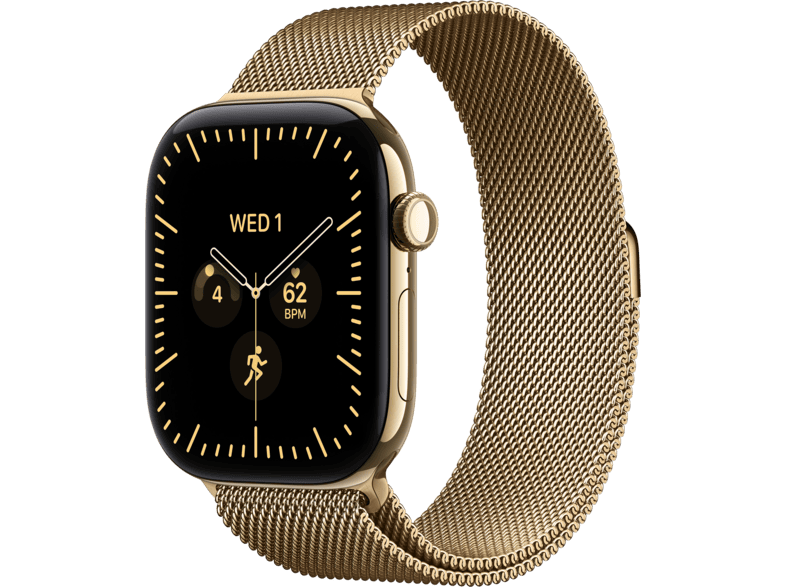 APPLE Watch Series 12 (GPS + Cellular) 46 mm Smartwatch Titan, 150 - 200 (M/L), Radiant Gold Titanium Case/Radiant Milanese Loop
