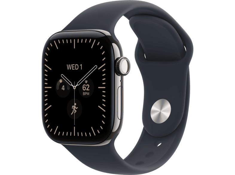 APPLE Watch Series 12 (GPS + Cellular) 42 mm Smartwatch Titan, 150 - 200 (M/L), Natural Titanium Case/Navy Blue Sport Band