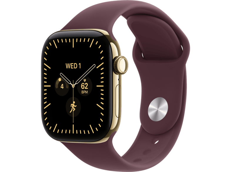 APPLE Watch Series 12 (GPS + Cellular) 42 mm Smartwatch Titan, 150 - 200 (M/L), Radiant Gold Titanium Case/Burgundy Sport Band