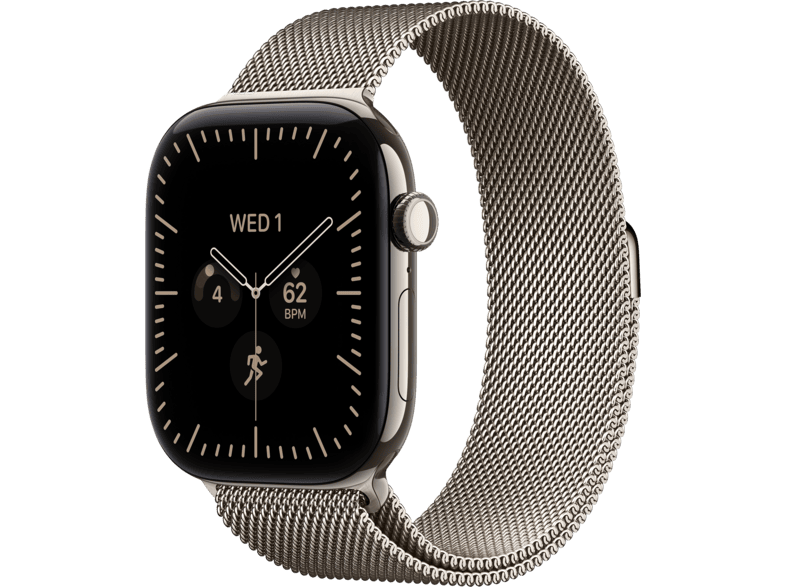 APPLE Watch Series 12 (GPS + Cellular) 46 mm Smartwatch Titan, 130 - 180 (S/M), Natural Titanium Case/Natural Milanese Loop