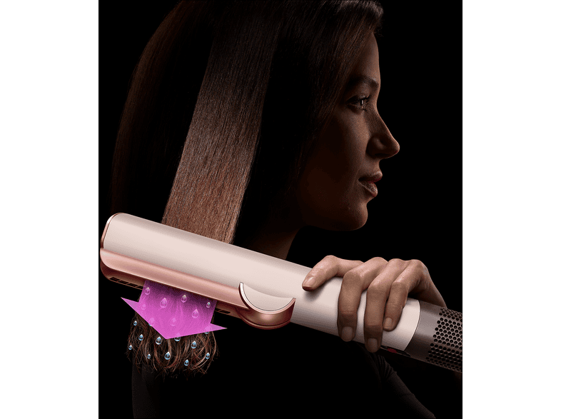 Plancha de pelo - Dyson Airstrait™, Alisado Mojado a Seco, 1600W, 4 Niveles temperatura, 3 potencia, Con peine integrado, Ceramic Pink