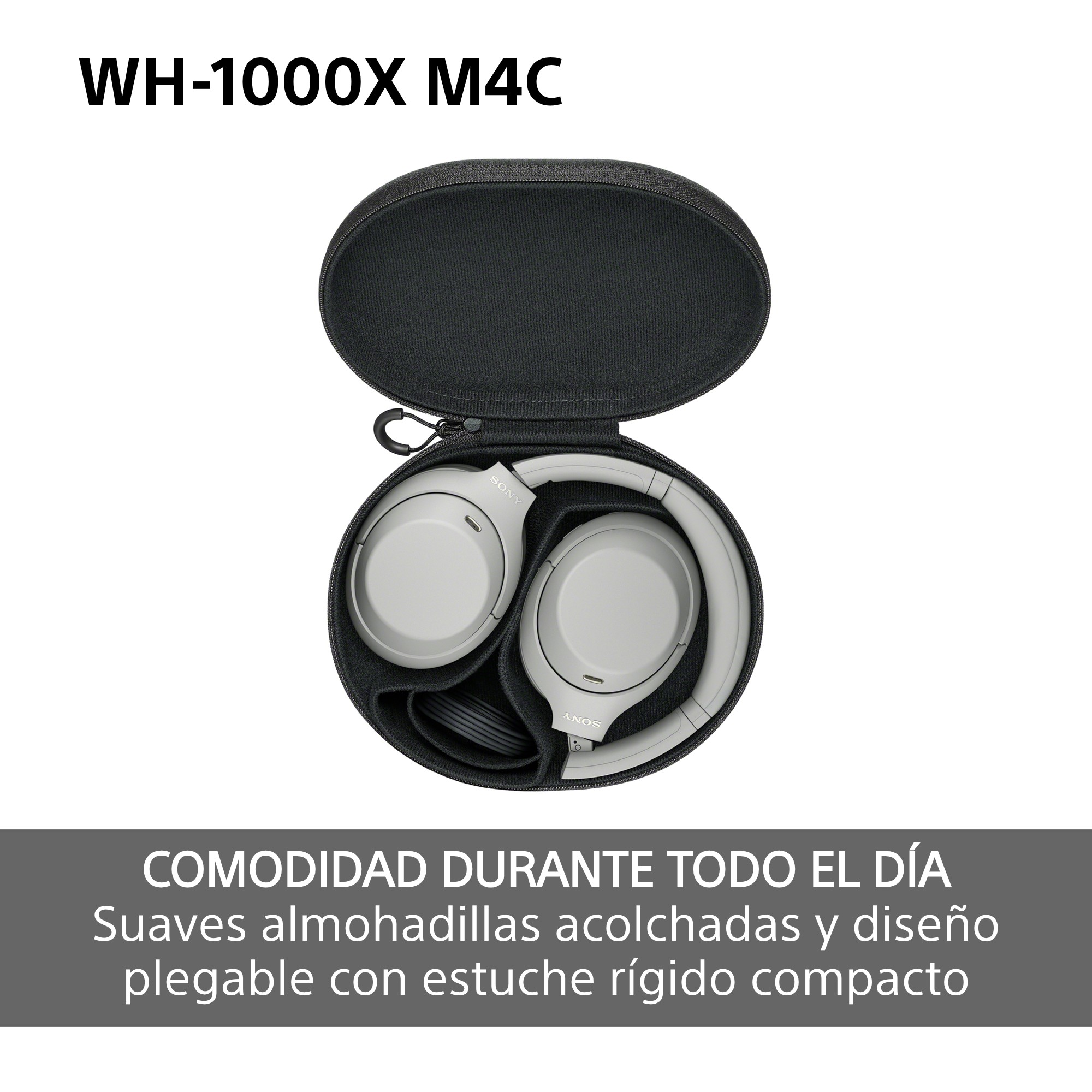 Comodidad durante todo el día. Suaves almohadillas acolchadas y diseño plegable con estuche rígido compacto.