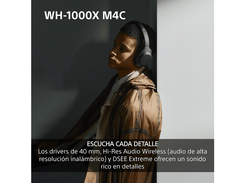 Auriculares inalámbricos - Sony WH-1000XM4CV, Noise Cancelling, 34h, Hi-Res, HD NC Processor QN1, Conexión multipunto, iOS/Android, Lavanda – imagen 2