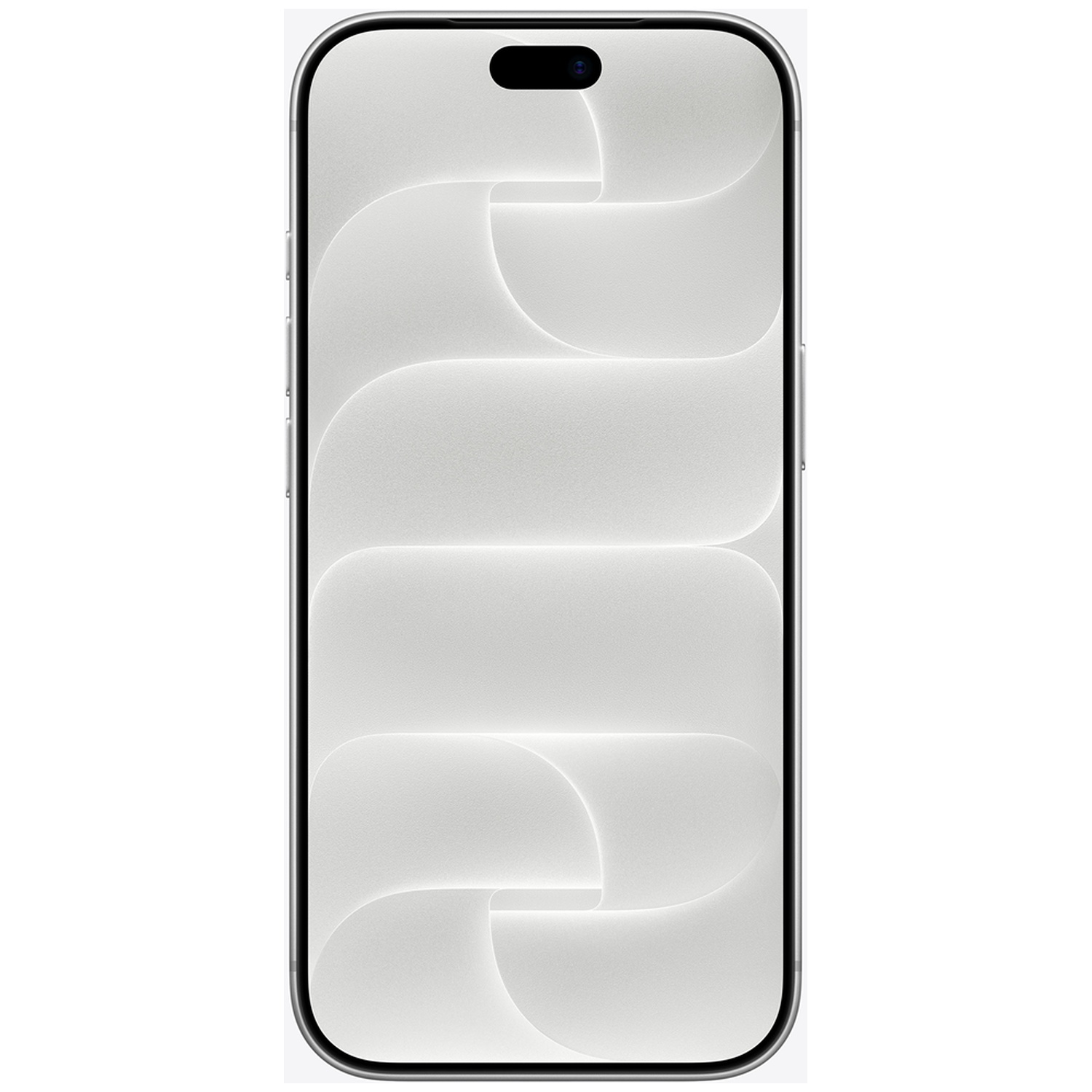 Een smartphone toont een wit, getextureerd scherm met zachte rondingen en schaduweffecten.