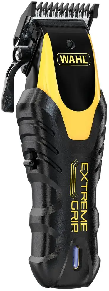Schwarzer und gelber Wahl Extreme Grip Haarschneider mit ergonomischem Griff auf weißem Hintergrund.