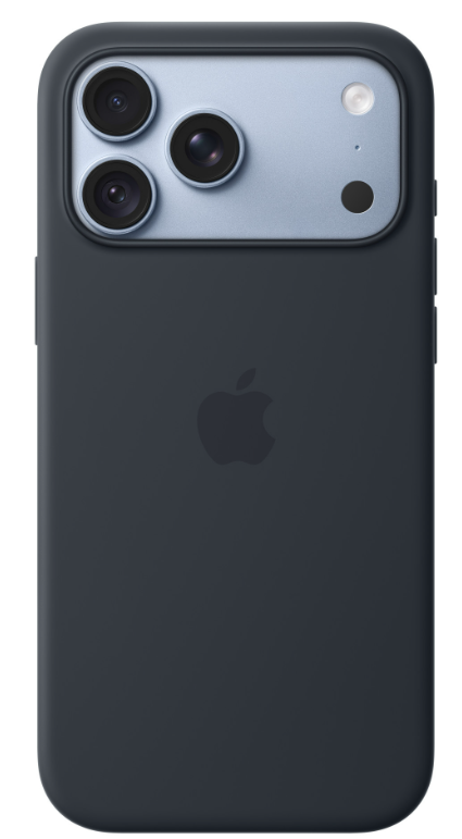 Tył czarnego iPhone'a z trzema aparatami i logo Apple.