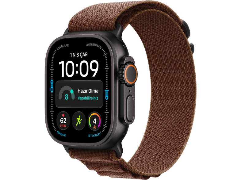 APPLE Watch Ultra 4 GPS + Cellular 49mm Siyah Titanyum Kasa - Bordo Alpine Kordon - L