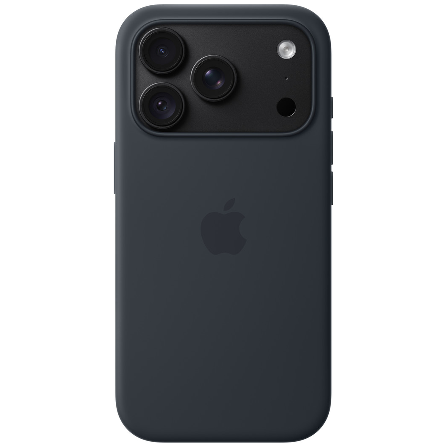 Coque de smartphone gris foncé avec triple appareil photo et logo Apple.