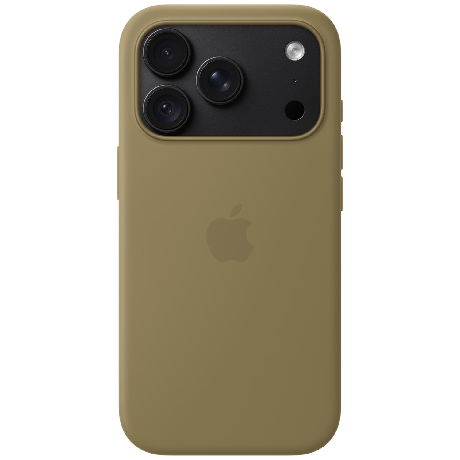 Dos d'un smartphone beige avec un triple appareil photo et le logo Apple.