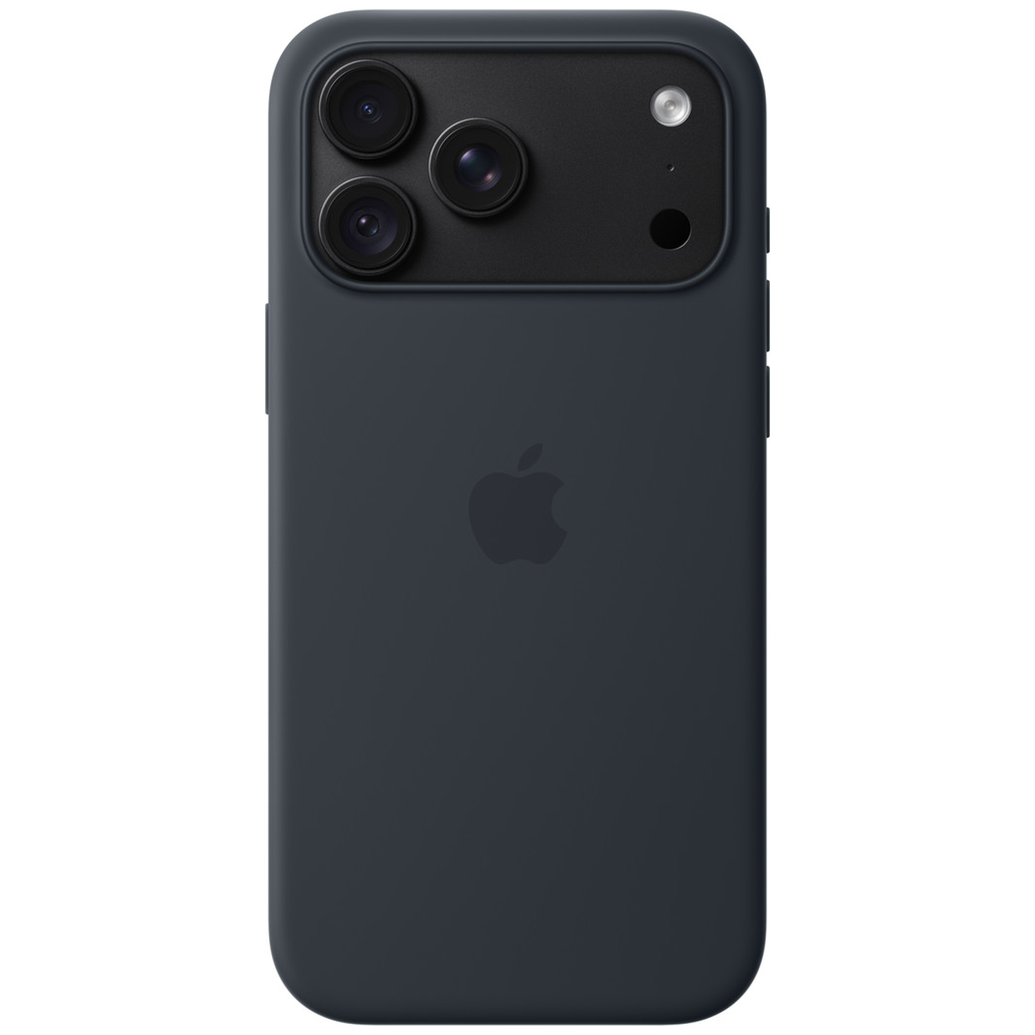 Dos d'iPhone bleu foncé avec trois caméras, flash et logo Apple.