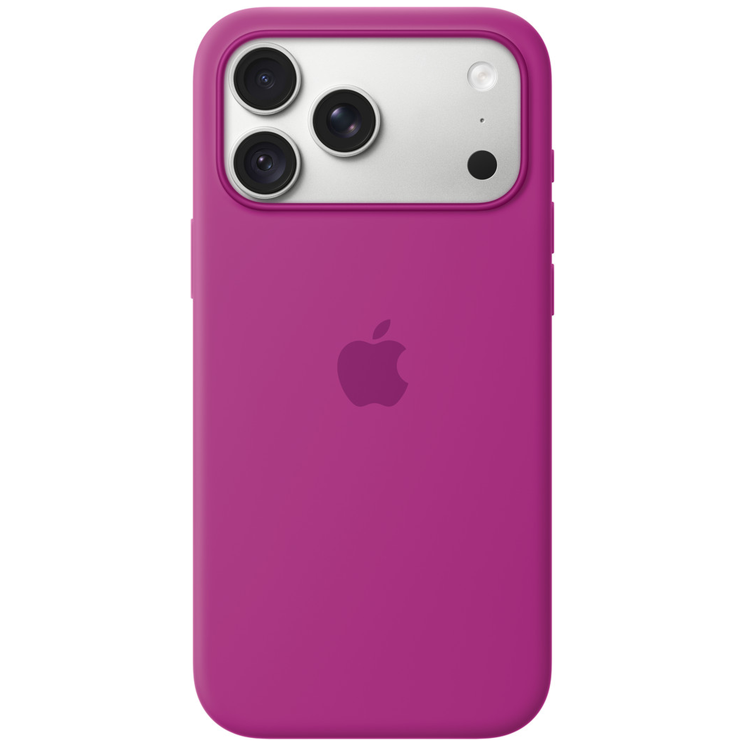 Une coque d'iPhone rose avec trois caméras et un logo Apple à l'arrière.