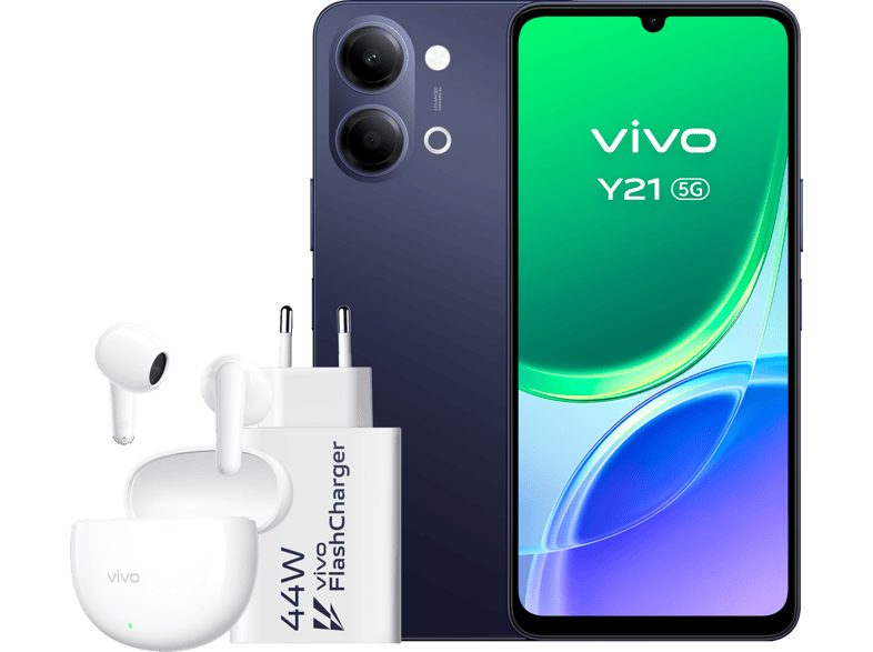 vivo Y21, Negro, 128 GB, 4 GB RAM, 6,74 » HD +, MediaTek Dimensity 6300, 6.500 mAh