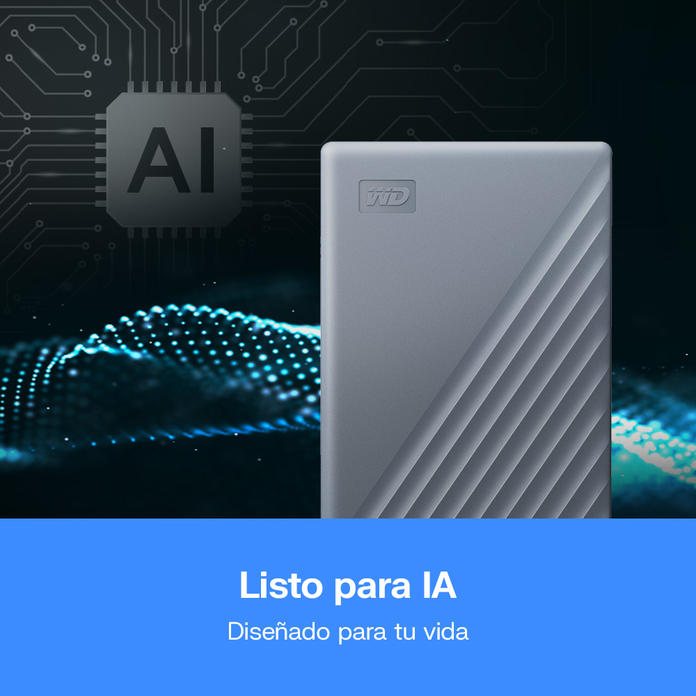 Disco My Passport USB-C Gris. Listo para IA diseñado para tu vida.