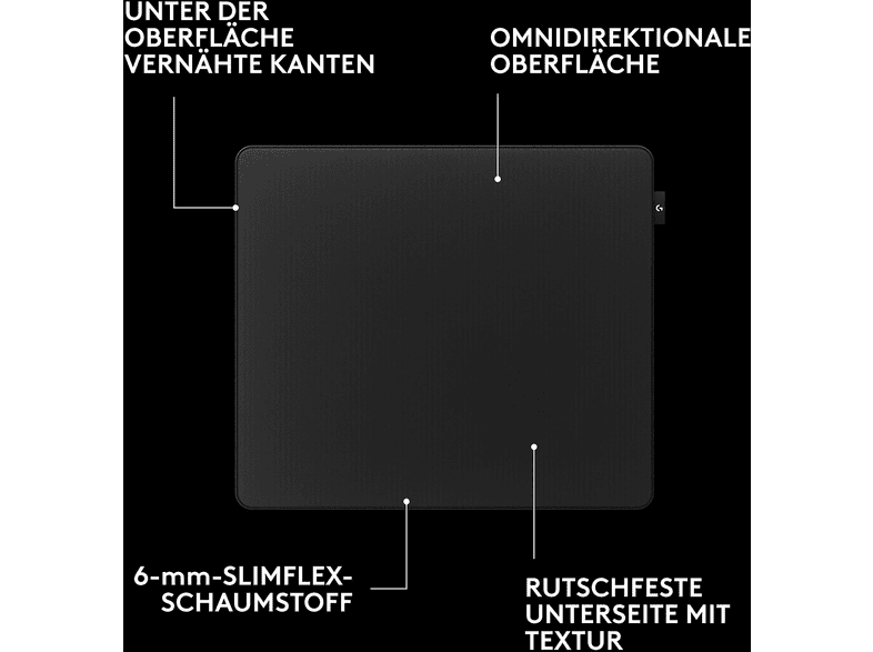 LOGITECH Mousepad G pro X Control 400 x 460, schwarz; Mauspad — Foto 2 von 5