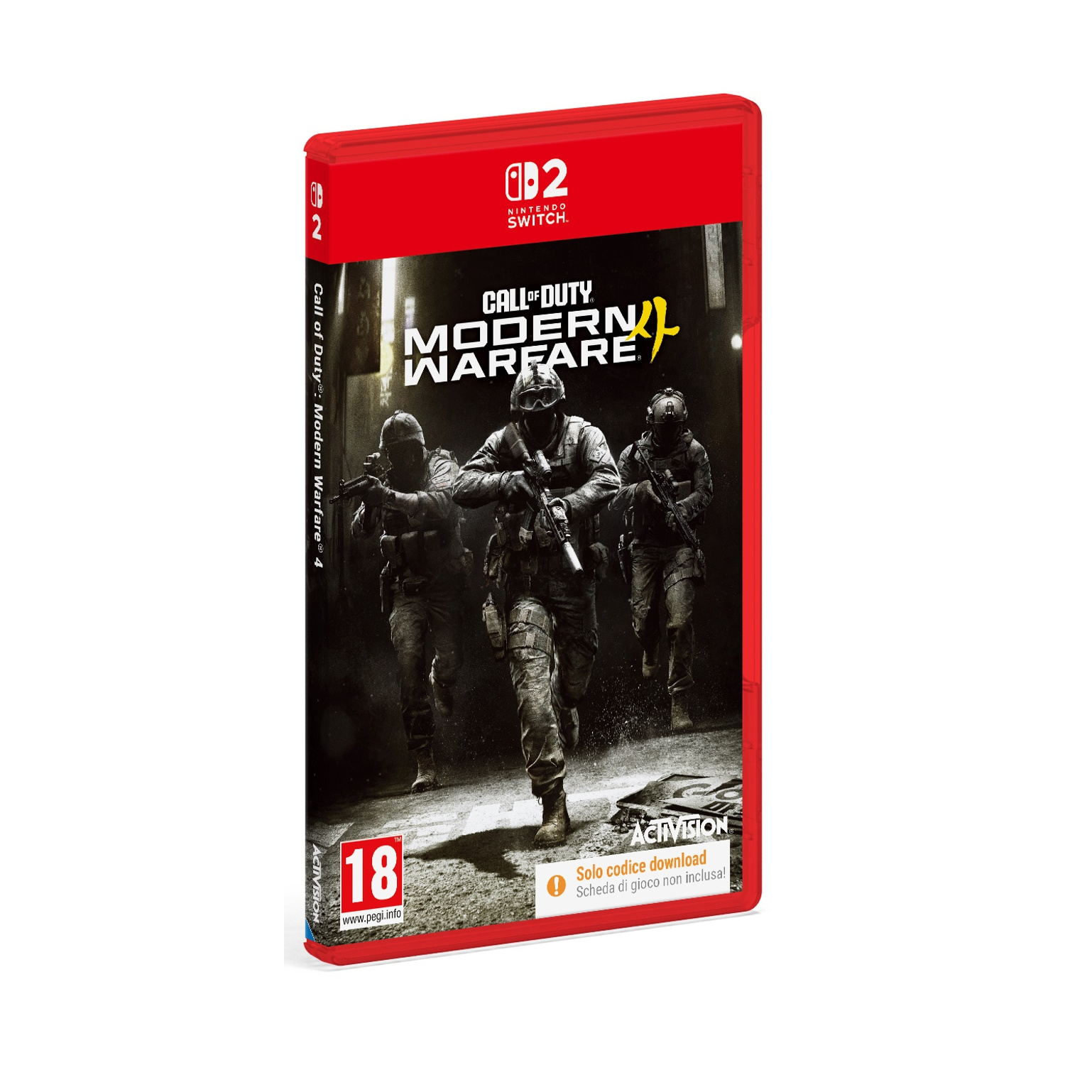Custodia per videogioco Call of Duty Modern Warfare 4 per Nintendo Switch con tre soldati armati.