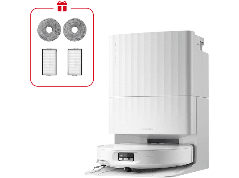 ROBOT ASPIRAPOLVERE ROBOROCK QREVO EDGE 2X W , Potenza 60 W, Lavapavimenti, Autonomia fino a 295 min, Sensore di superficie, Spazzola laterale, Base carica, Bianco