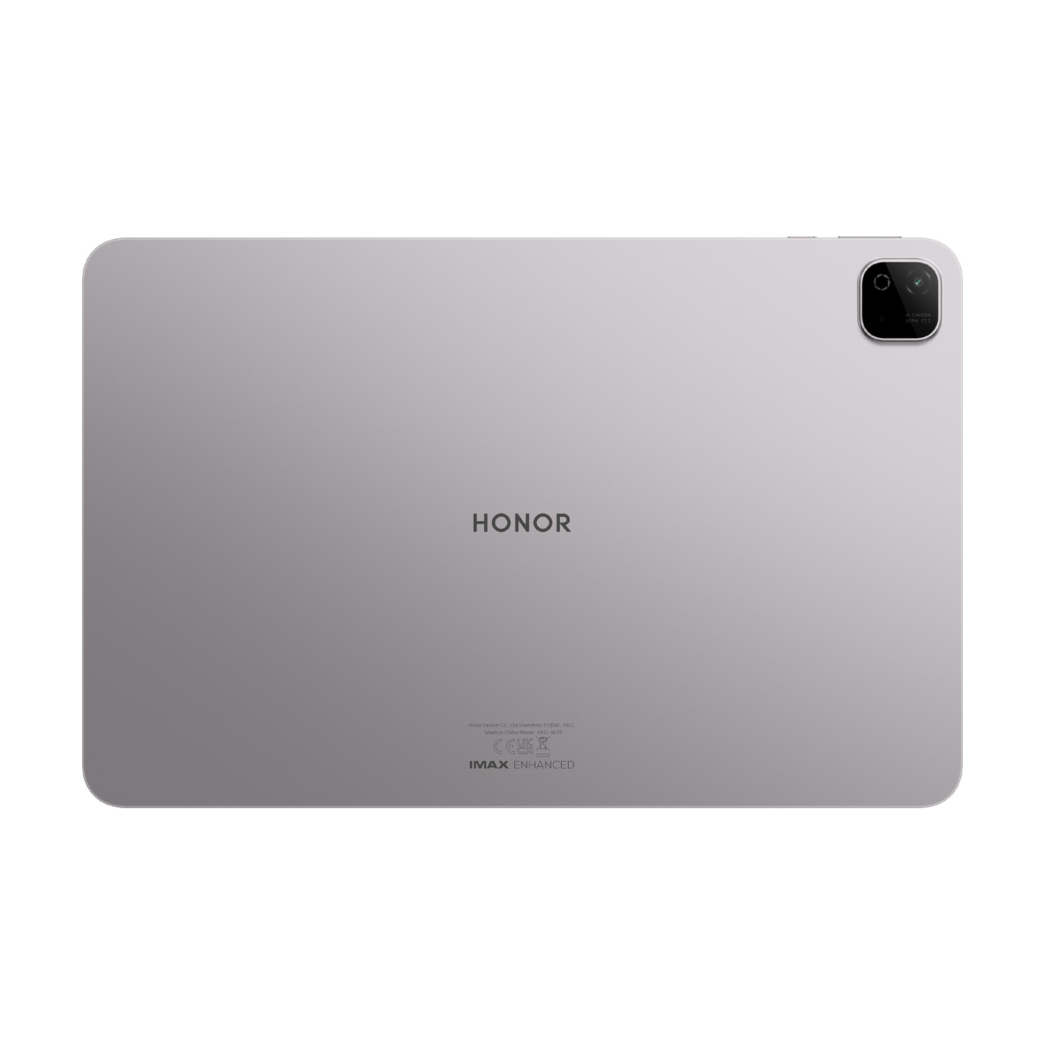 Retro di un tablet Honor argento con fotocamera e logo.