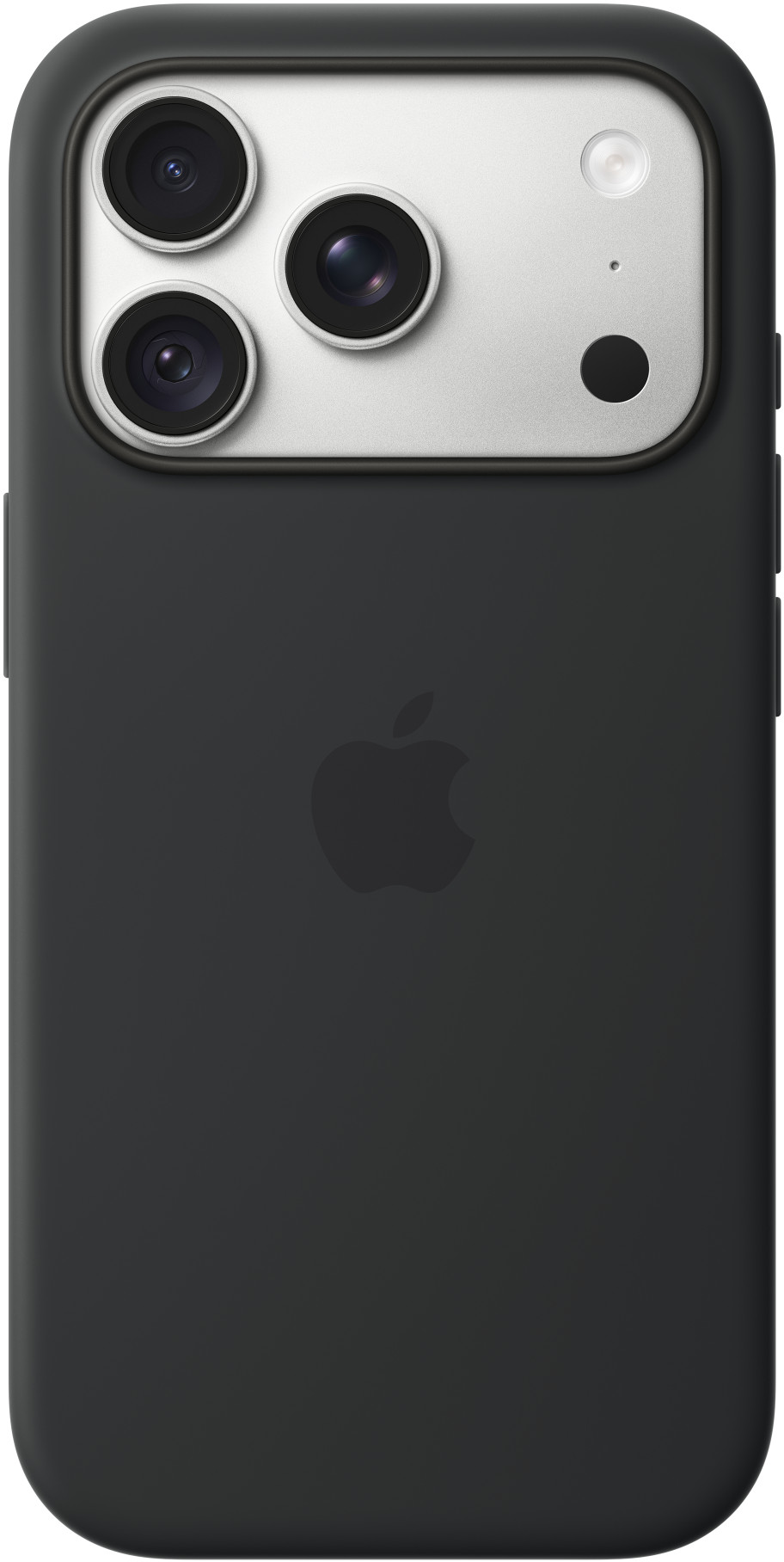 Fekete iPhone tok hátoldali Apple logóval és felső kamera modullal.