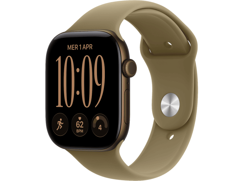 APPLE Watch Series 12 GPS + Cellular, Cassa 46mm in Alluminio bronzo scuro con Cinturino Sport Oliva - M/L