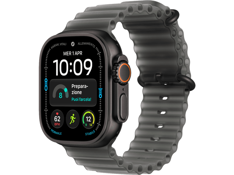 APPLE Watch Ultra 4 GPS + Cellular, cassa in Titanio Nero da (49 mm) con Loop maglia Milanese - Large