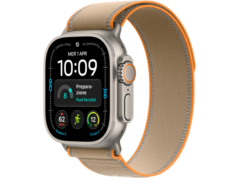 APPLE Watch Ultra 4 GPS + Cellular, cassa in Titanio Naturale da (49 mm) con Trail Loop color sabbia - M/L