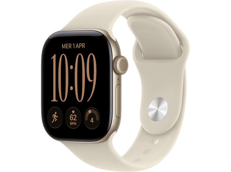 APPLE Watch Series 12 GPS, Cassa 42mm in alluminio oro chiaro con Cinturino Sport sabbia - M/L