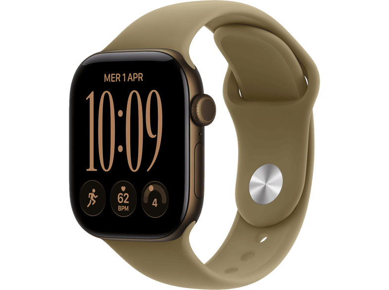 APPLE Watch Series 12 GPS, Cassa 42mm in alluminio bronzo scuro con Cinturino Sport oliva - S/M