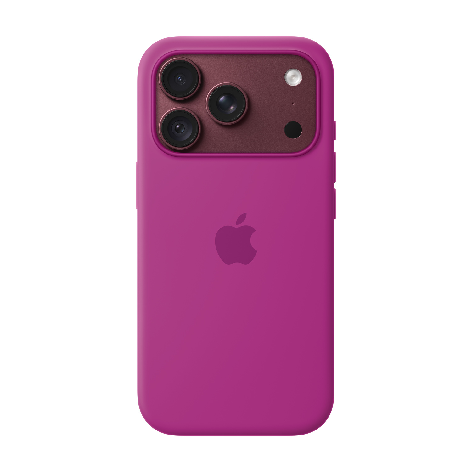 Retro di uno smartphone rosa con tripla fotocamera e logo Apple.