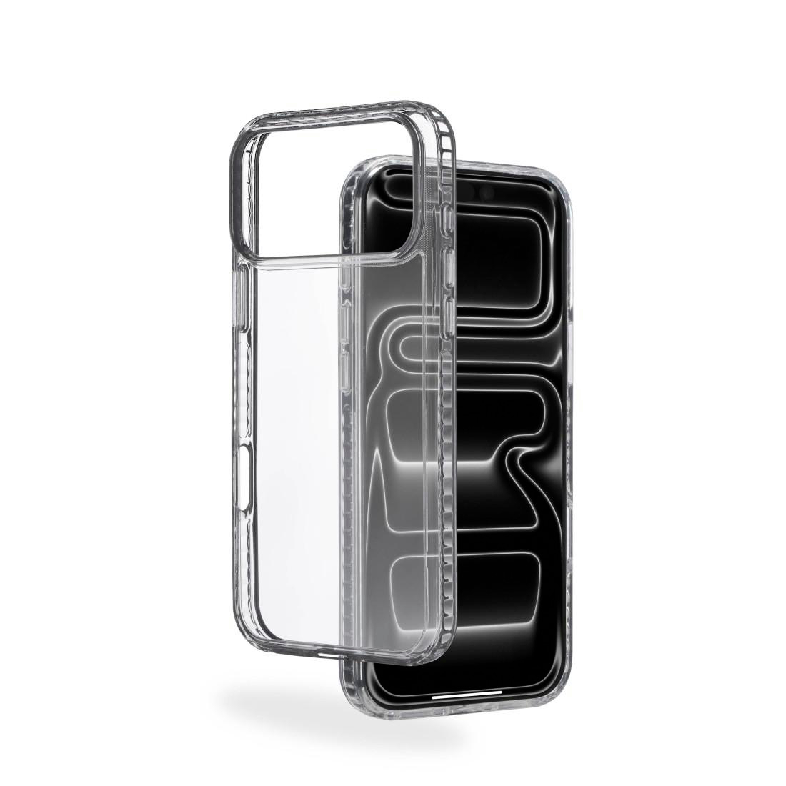Eine klare Schutzhülle neben einem Smartphone in einer passenden transparenten Hülle.