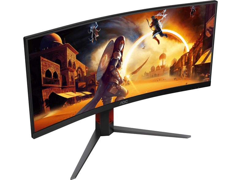 AOC CU34G4P 34 Zoll Gaming Monitor, WQHD, 0,5 ms Reaktionszeit, 300 cd/m², 180 Hz, Schwarz, Rot — Foto 4 von 5