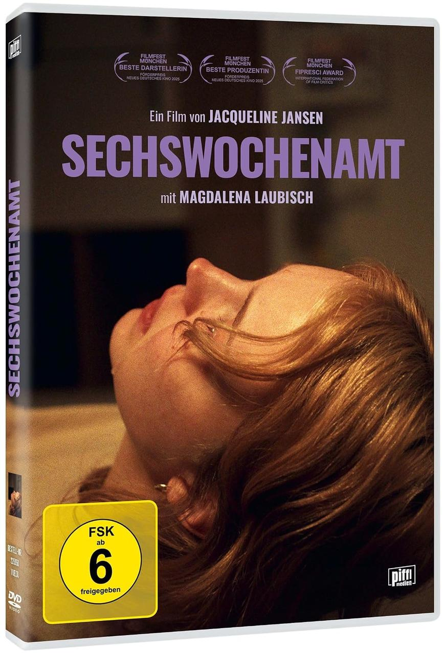DVD-Cover des Films SECHSWOCHENAMT mit Magdalena Laubisch und einer liegenden Frau im Profil.