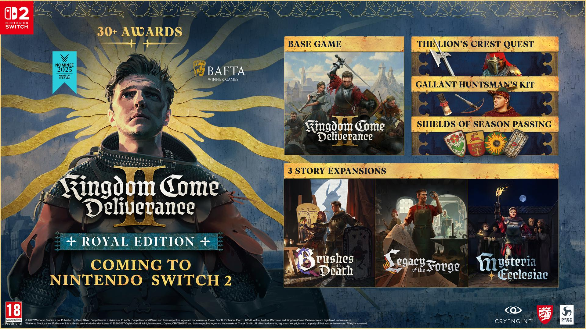 Kingdom Come Deliverance 2 Royal Edition für Nintendo Switch 2 mit Charakter-Artwork und Inhalten.