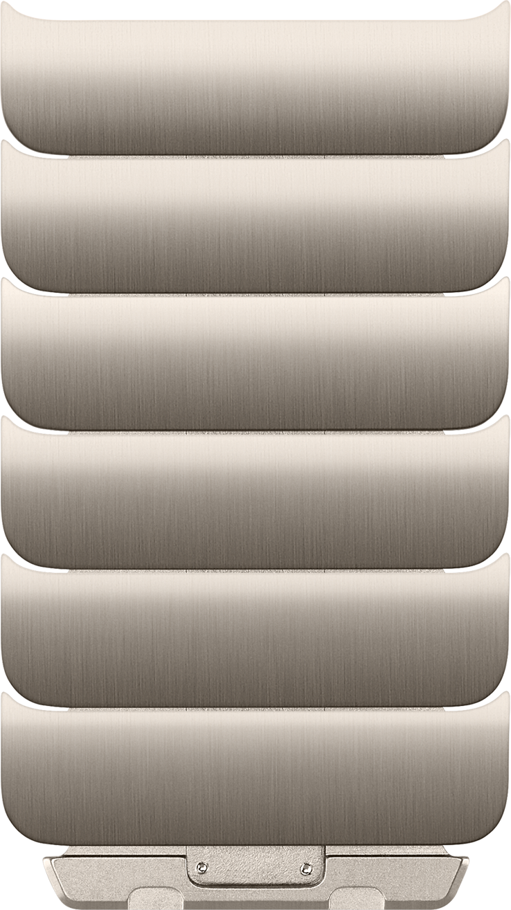 Nahaufnahme eines silbernen Metall-Uhrenarmbands mit verbundenen Gliedern vor dunklem Hintergrund.