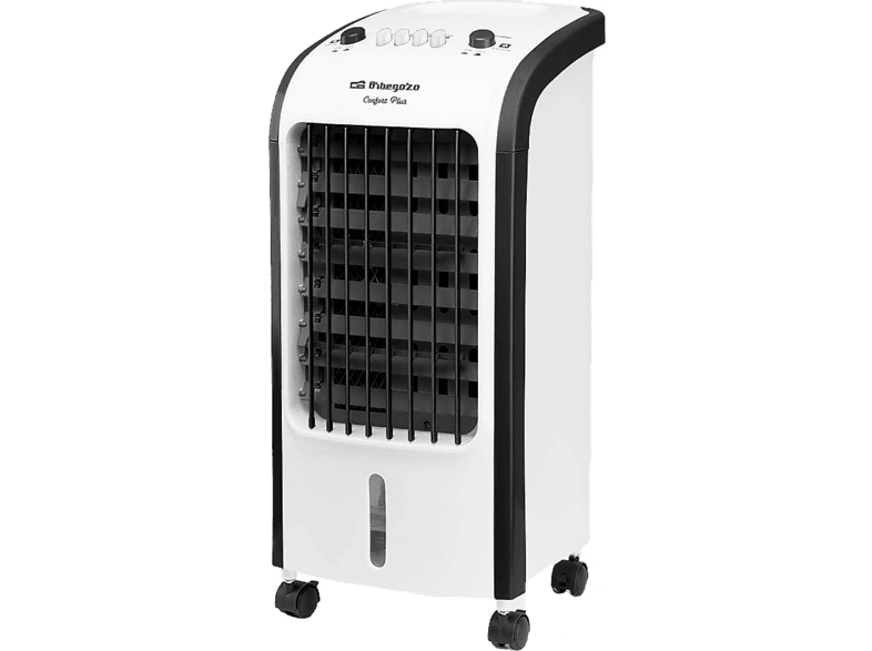 Climatizador evaporativo - Orbegozo AIR 38, 80 W, 3 Velocidades, Depósito de 3.5 l, Con ruedas, Negro y Blanco