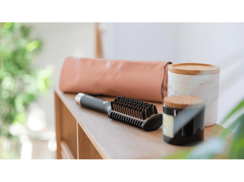 Cepillo alisador - Cecotec InstantCare 1200 Look Brush Elite, Cerámica con turmalina, Iones negativos, Temperatura regulable y bolsa de viaje, Negro