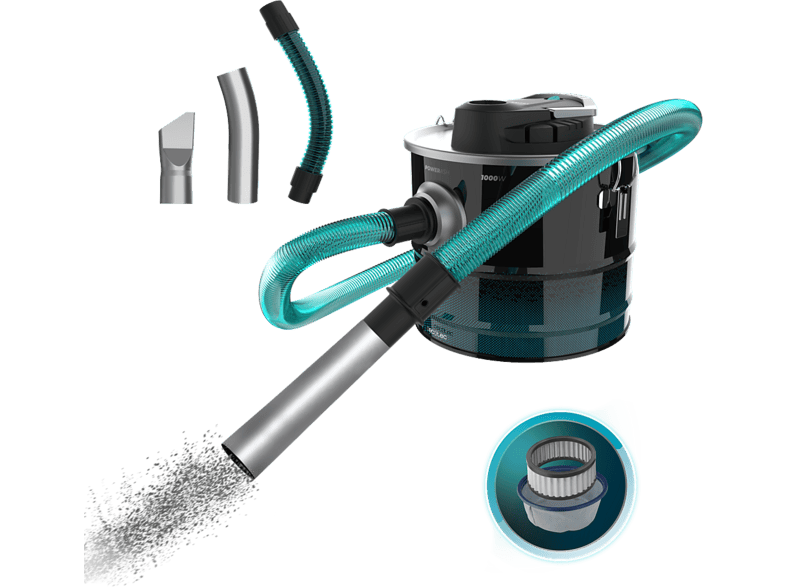 Aspirador sin bolsa - Cecotec Conga Ash 3000 Home Max, 1000 W, 15 kPa, Depósito de acero inoxidable L, Azul