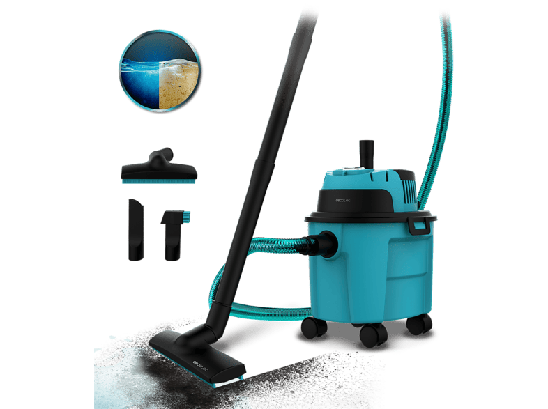 Aspirador sin bolsa - Cecotec Conga Rockstar Wet & Dry Compact Garden Max, 1000 W, 10 L, Función soplado, Compacto y ligero, Azul