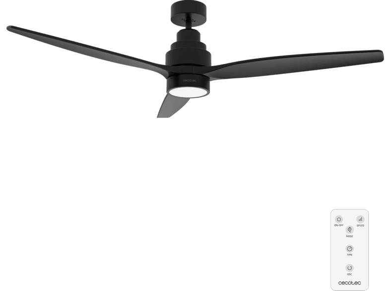 Ventilador de techo - Cecotec EnergySilence Aero 5350 Black Design Expert, 40 W, Luz LED 22 6 velocidades, Mando y función Verano/Invierno, Negro