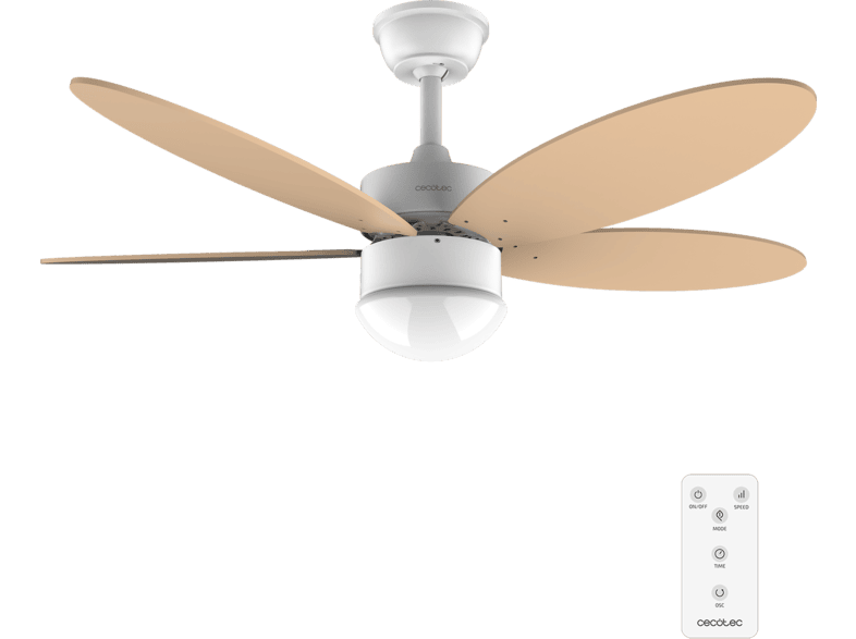 Ventilador de techo - Cecotec EnergySilence Aero 4260 Orange Expert, 40 W, Motor DC, 42”, Luz LED, 6 velocidades, Mando a distancia,