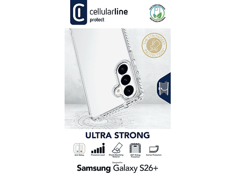 Funda móvil - CellularLine Ultra Strong, Para Samsung Galaxy S26+, Antiamarilleo, Ultrarresistente, Transparente – imagen 2