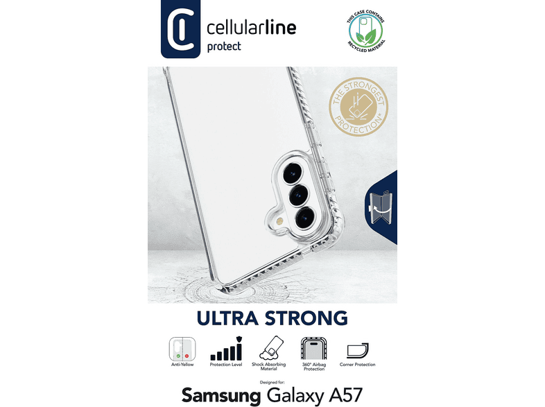 Funda móvil - CellularLine Ultra Strong, Para Samsung Galaxy A57, Antiamarilleo, Ultrarresistente, Transparente – imagen 2